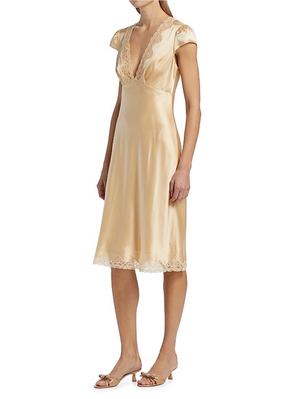 Reformation Florence Silk Dress Almond Lace Midi Dress Size 4 New